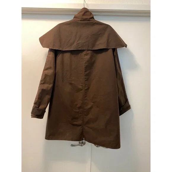 VTG Driza-Bone Riding Coat & Hood Brown Oil Skin Unisex Australia XL - Picture 6 of 16